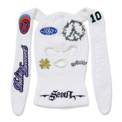 Patchwork Bunny Ear Facemask White