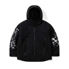 Dual Zip Seam Sealing Hooded Jacket Ink Splatter Black