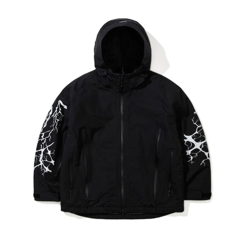 Dual Zip Seam Sealing Hooded Jacket Ink Splatter Black