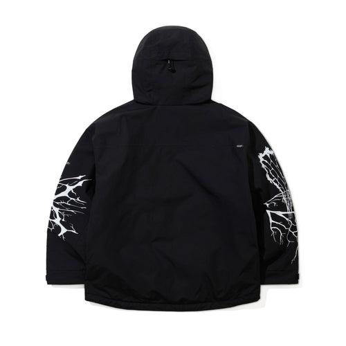 Dual Zip Seam Sealing Hooded Jacket Ink Splatter Black