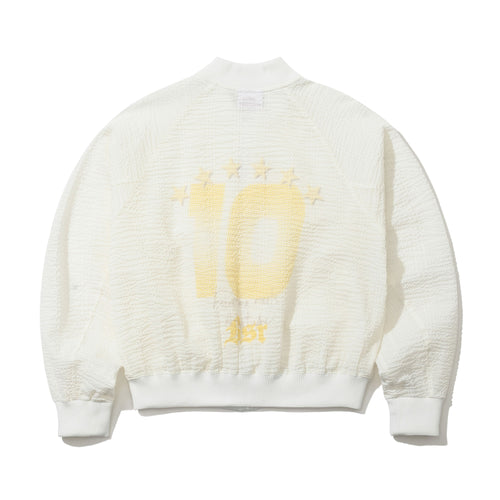 Sheer Cotton Bomber Jacket Off White