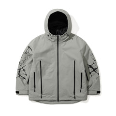 Dual Zip Seam Sealing Hooded Jacket Ink Splatter Gray
