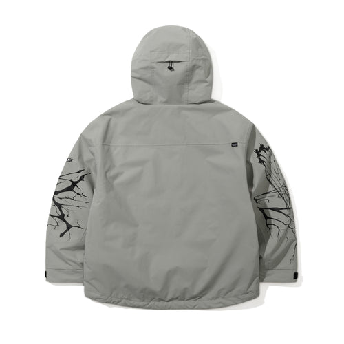 Dual Zip Seam Sealing Hooded Jacket Ink Splatter Gray