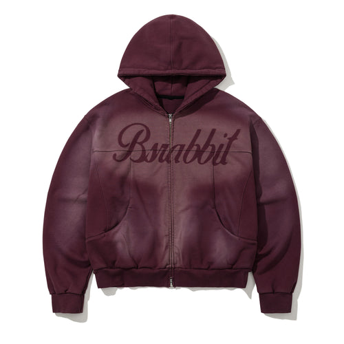 Bsr Washed Zip-Up Hoodie Wine