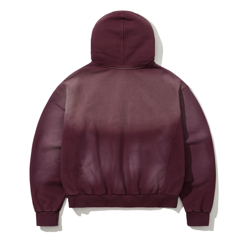 Bsr Washed Zip-Up Hoodie Wine