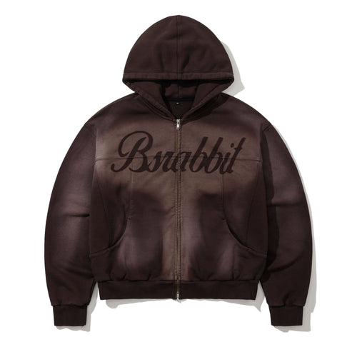 Bsr Washed Zip-Up Hoodie Brown