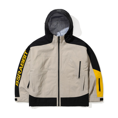 Asymmetric 3L Seam Sealing Hooded Shell Jacket Light Beige