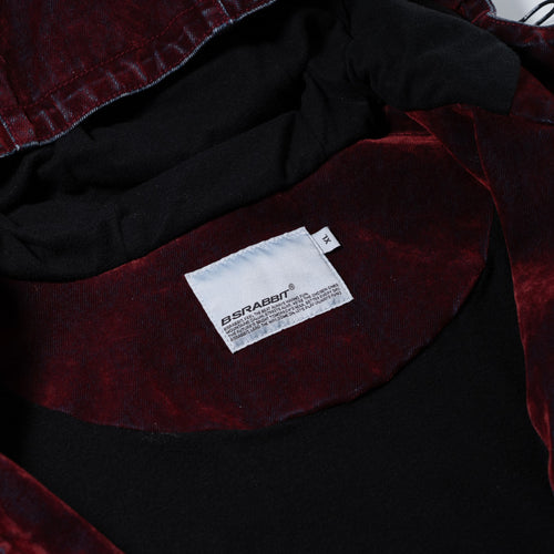 Dsxbs Wax Real Denim Hooded Jacket Worn Red Denim