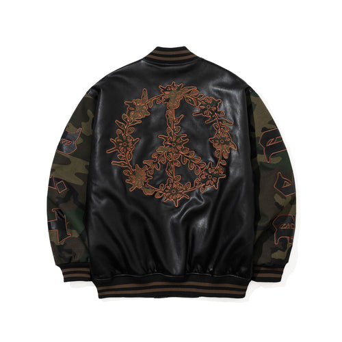 Peace Emblem 2oz Insulated Varsity Jacket Black / Camo