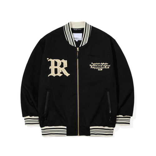 Seoul Embroidery Varsity Jacket Black
