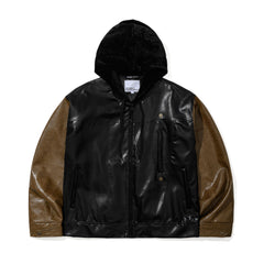 Aged Contrast Hoodie Jacket Black