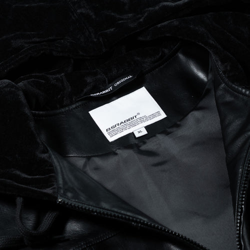 Aged Contrast Hoodie Jacket Black