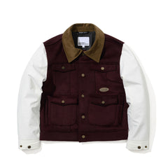 Mixed Wide Work Jacket Burgundy