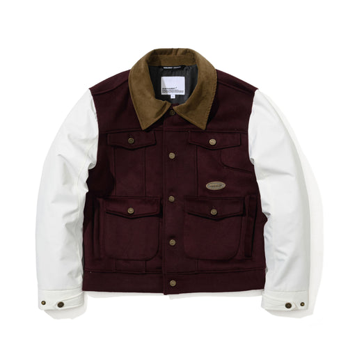 Mixed Wide Work Jacket Burgundy