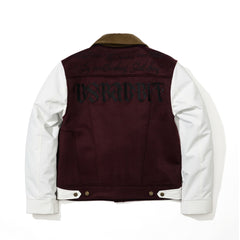 Mixed Wide Work Jacket Burgundy