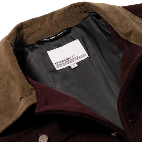 Mixed Wide Work Jacket Burgundy