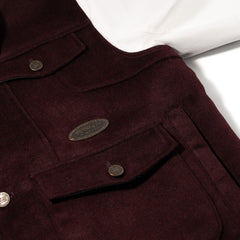 Mixed Wide Work Jacket Burgundy