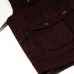 Mixed Wide Work Jacket Burgundy