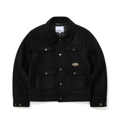 Pure Wool Classic Wide Work Jacket Black