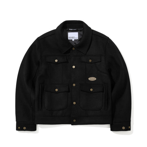 Pure Wool Classic Wide Work Jacket Black