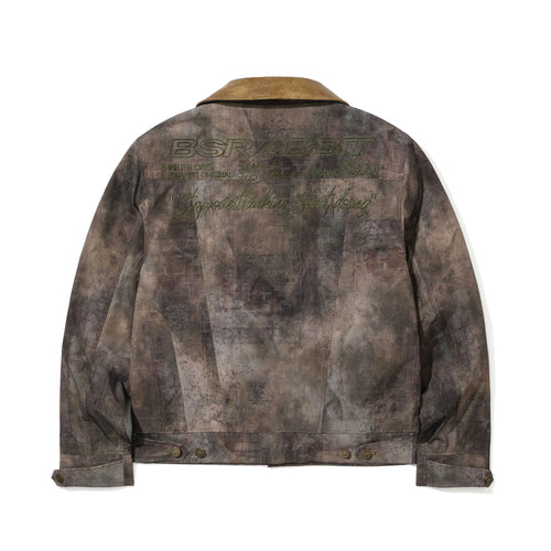 Rustic Artwork Wide Work Jacket Wood Brown