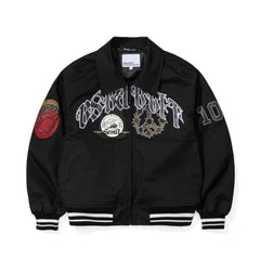 Crest Patch Varsity Jacket Black