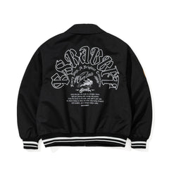 Crest Patch Varsity Jacket Black