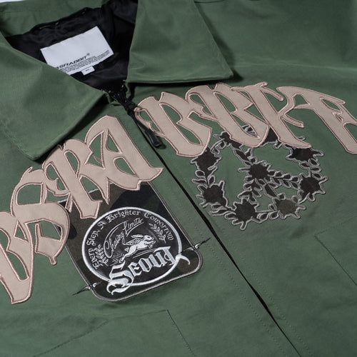 Crest Patch Varsity Jacket Green