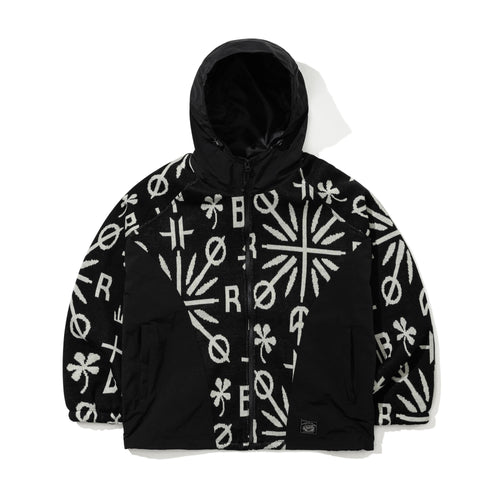 Br Jacquard Hooded Jacket Black