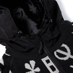 Br Jacquard Hooded Jacket Black