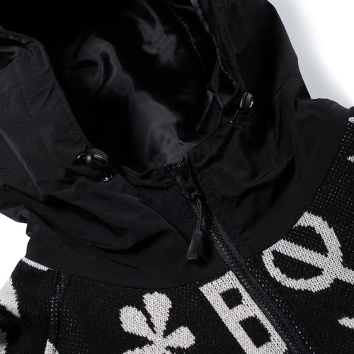 Br Jacquard Hooded Jacket Black