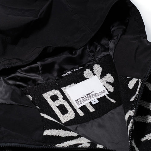 Br Jacquard Hooded Jacket Black