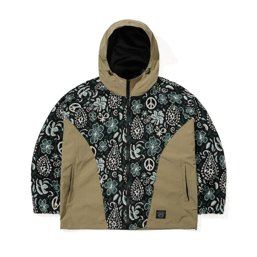 Paisley Peace Jacquard Hooded Jacket Khaki