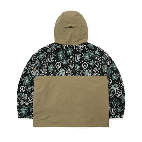 Paisley Peace Jacquard Hooded Jacket Khaki