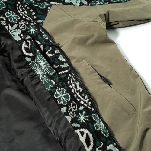 Paisley Peace Jacquard Hooded Jacket Khaki
