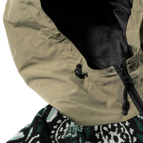 Paisley Peace Jacquard Hooded Jacket Khaki