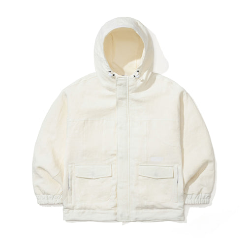 Classy Linen Wide Hooded Jacket Ivory