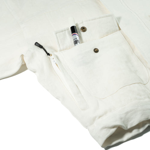 Classy Linen Wide Hooded Jacket Ivory