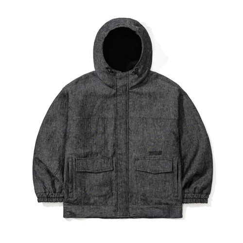 Classy Linen Wide Hooded Jacket Black