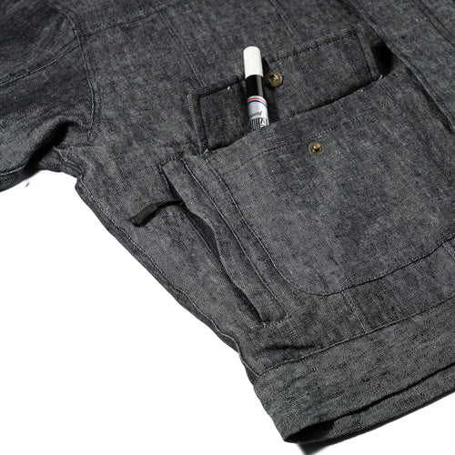 Classy Linen Wide Hooded Jacket Black