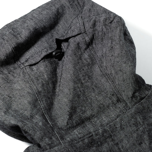 Classy Linen Wide Hooded Jacket Black
