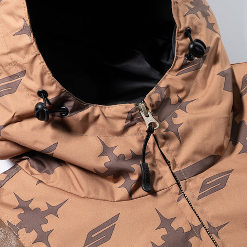 Js Cut Panel Hooded Jacket Brown