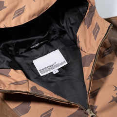 Js Cut Panel Hooded Jacket Brown