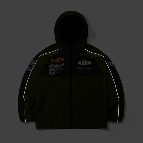 Patched Utility Hooded Jacket Jacket Green