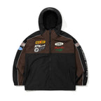 Patched Utility Hooded Jacket Black / Dark Brown