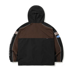 Patched Utility Hooded Jacket Black / Dark Brown