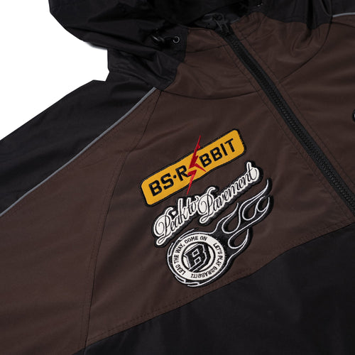 Patched Utility Hooded Jacket Black / Dark Brown