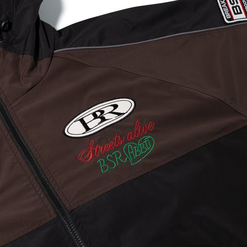 Patched Utility Hooded Jacket Black / Dark Brown