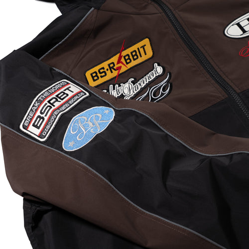 Patched Utility Hooded Jacket Black / Dark Brown