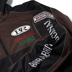 Patched Utility Hooded Jacket Black / Dark Brown